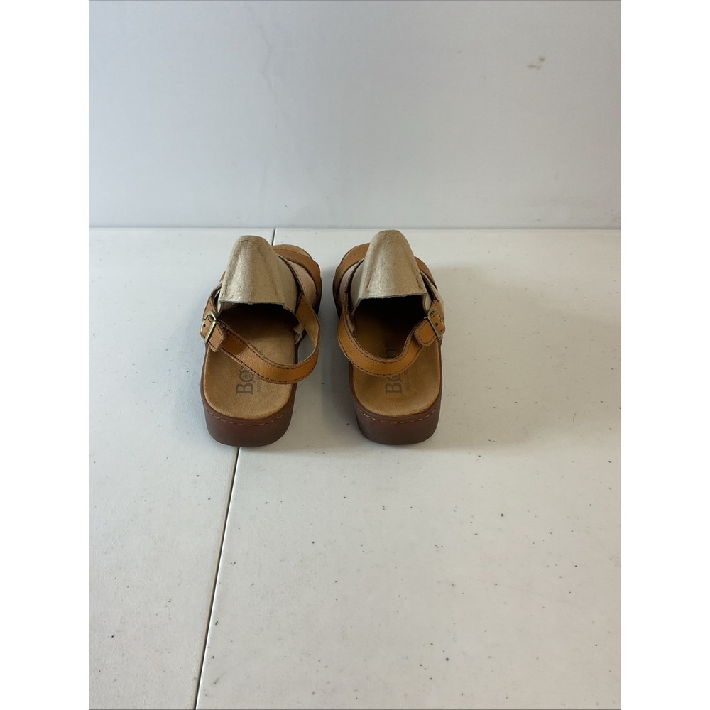 Women’s Two-Tone Tan & Beige Leather Slingback Sandals - Picture 3 of 15